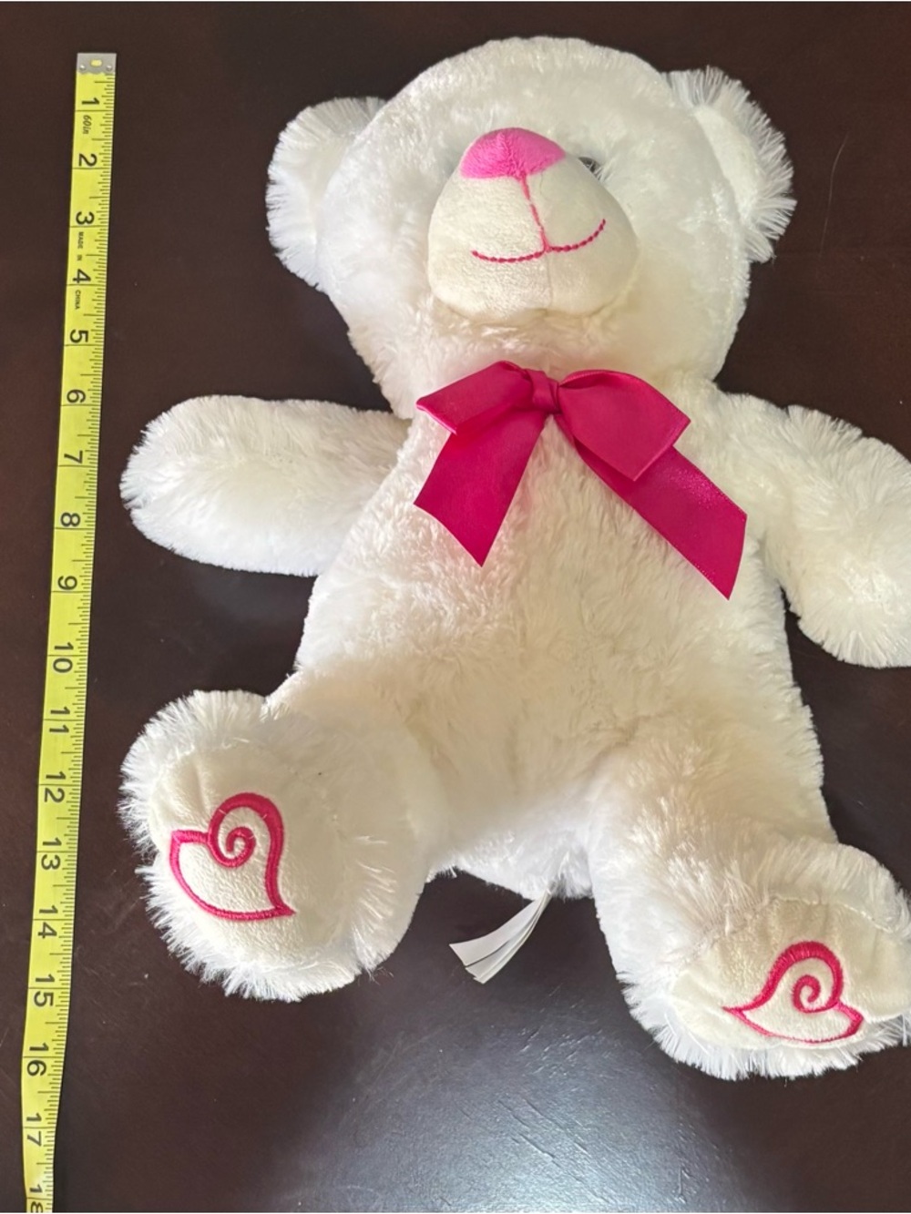 White Bear Plush with Pink Bow